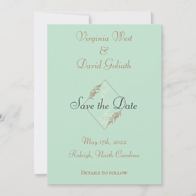 Lichtblau - detaillierte Save the Date Hochzeitska (Vorderseite)