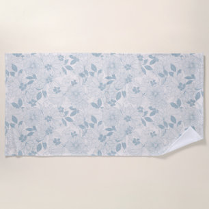 Lichtblau-graues Muster für Vintage Blume Strandtuch