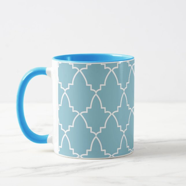 Lichtblau-marokkanisches Gittermuster Tasse (Links)