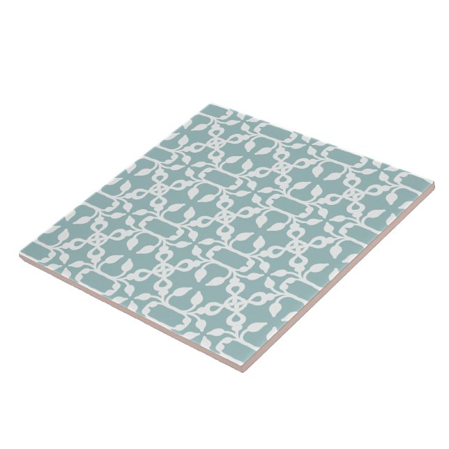 Lichtblau und weiß Art Deco Moderne Muster Trivet Fliese (Seite)