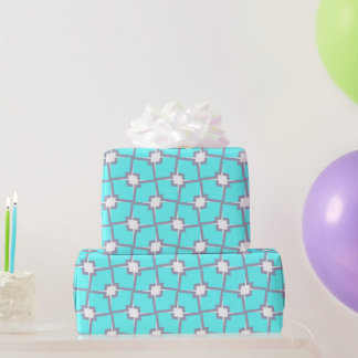 Lichtblau und weiß geometrisches Muster Geschenkpapier