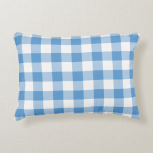 Lichtblau und weiß Gingham Muster Dekokissen