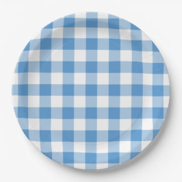 Lichtblau und weiß Gingham Muster Pappteller