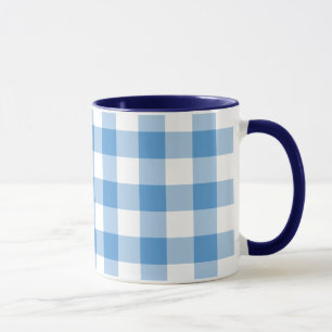 Lichtblau und weiß Gingham Muster Tasse