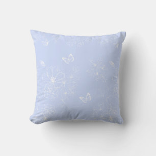 Lichtblaue Blumenmuster, floral, Minimalistisch Kissen