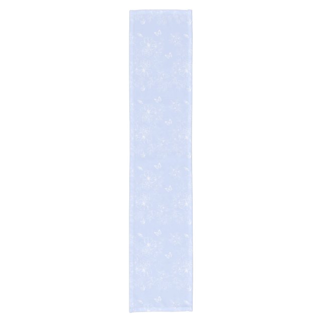 Lichtblaue Blumenmuster, floral, Minimalistisch Kurzer Tischläufer (Vorderseite)