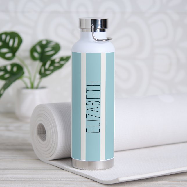 Lichtblaue Streifen mit Namen Trinkflasche (Yoga)