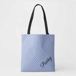Lichtblaue und silberfarbene Streifen Tasche