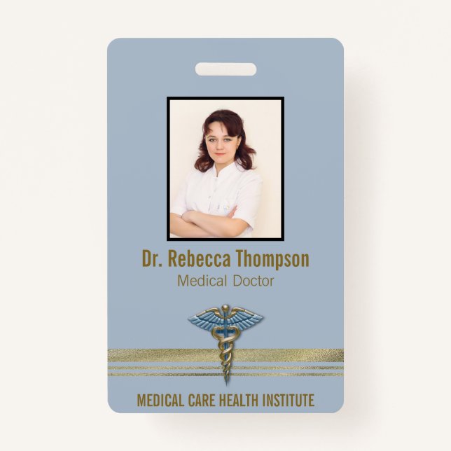 Lichtblauer Caduceus Gold Foil Streifen ID Ausweis (Vorderseite)