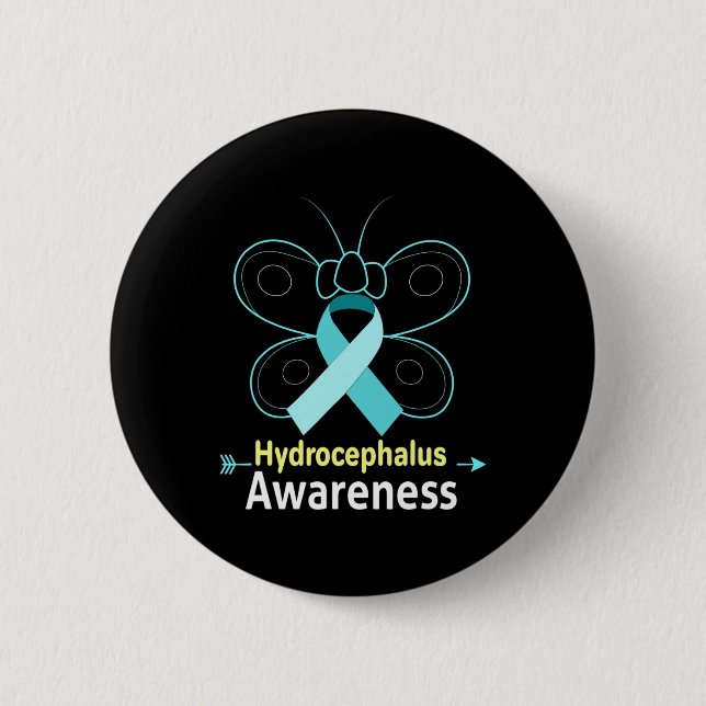 Lichtblauer Kohlenwasserstoff-Hydrocephalus-Bewuss Button (Vorderseite)