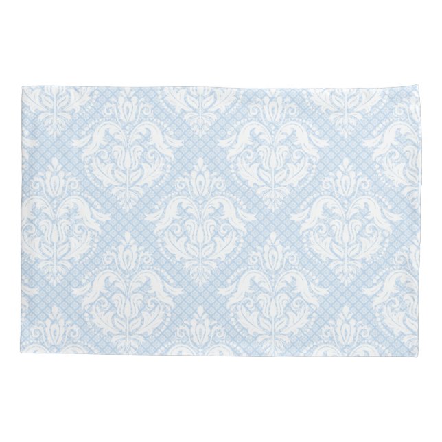 Lichtblauer und weißer Blumendach-Muster Kissenbezug (Rückseite)