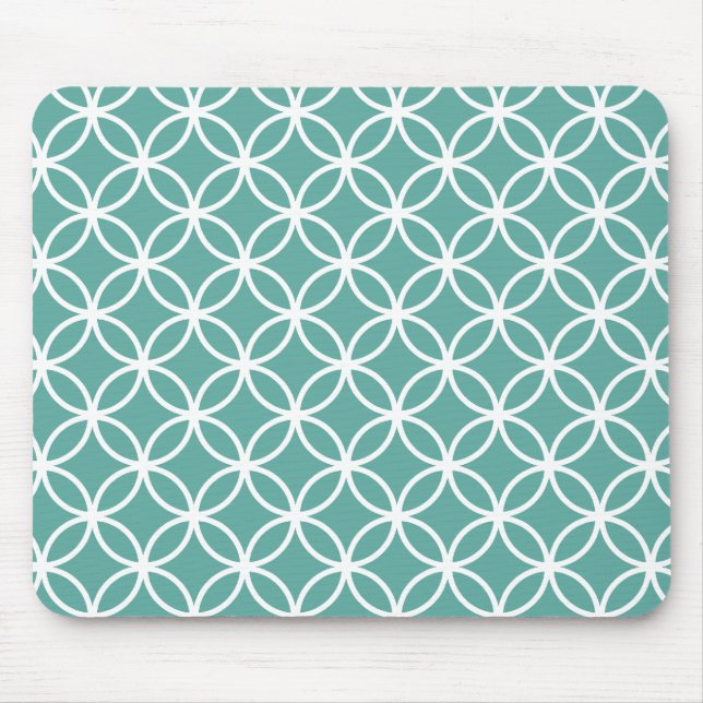 Lichtblaues modernes Zirkularmuster Mousepad (Vorne)