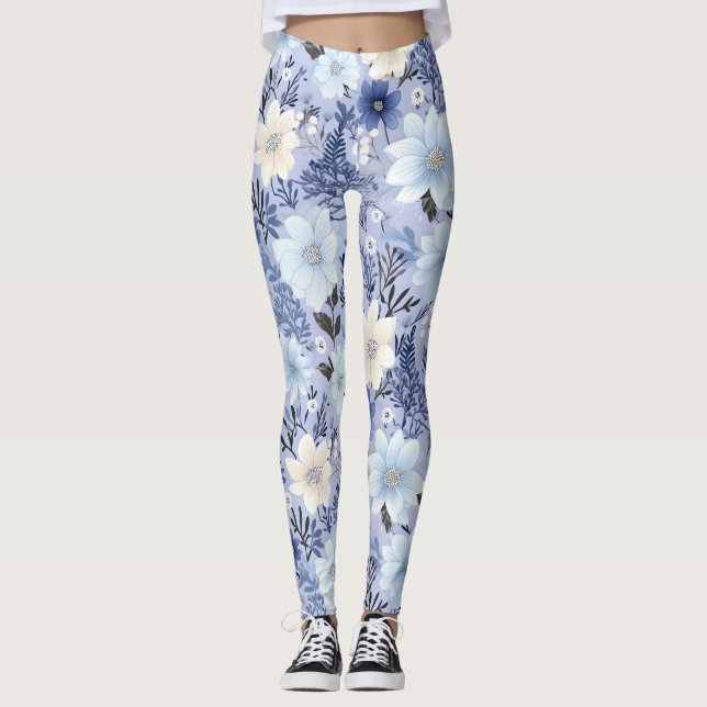Lichtblaues Muster Leggings (Vorderseite)