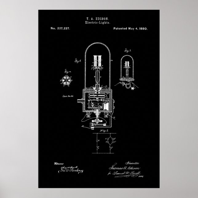LICHTBULB - EDISON - PATENT 1880 POSTER (Vorne)