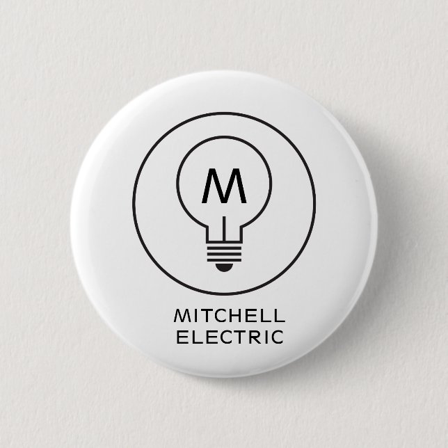LICHTBULBONOGRAMM-LOGO auf WEISS für ELEKTRIKANE Button (Vorderseite)