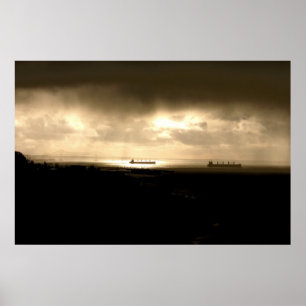 Lichter auf dem Fluss Poster