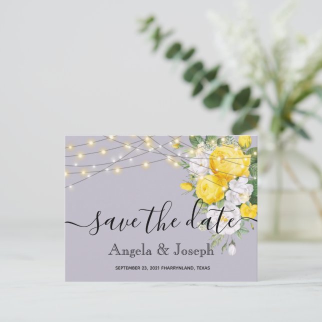 Lichter Gelbblume Save the Date Ankündigungspostkarte (Stehend Vorderseite)