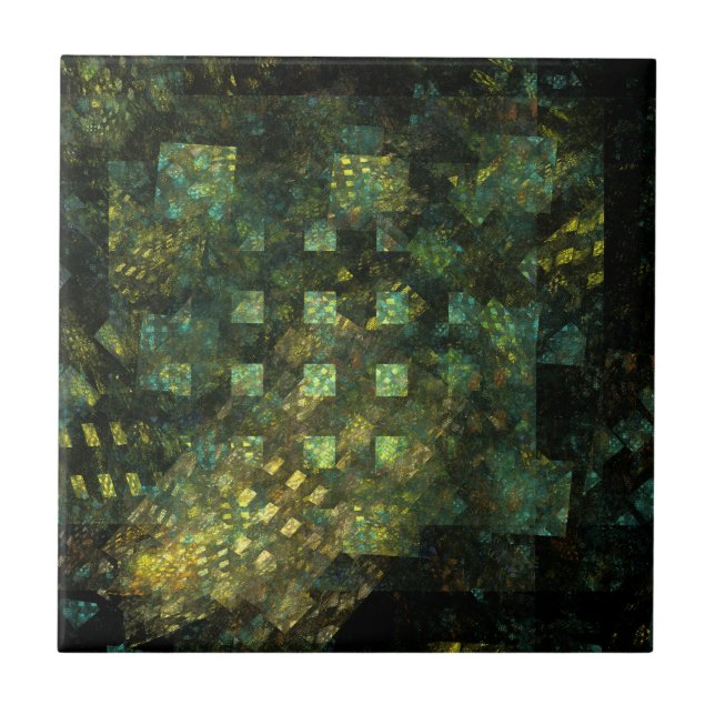 Lichter in der Stadt Abstrakte Kunst Tile Fliese (Vorderseite)