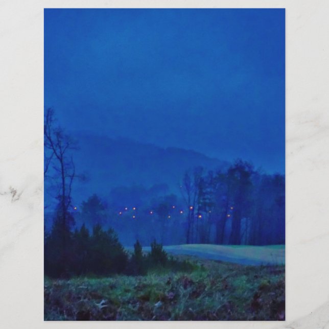 Lichter in einem blauen Berg-Nebel (Vorderseite)