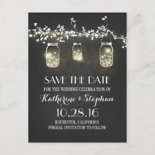 Lichter & Mason Gläser rustikale SAVE THE DATE Pos Ankündigungspostkarte
