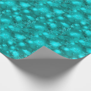 Lichter u. Schneeflocken, aquamarin - Weihnachten Geschenkpapier