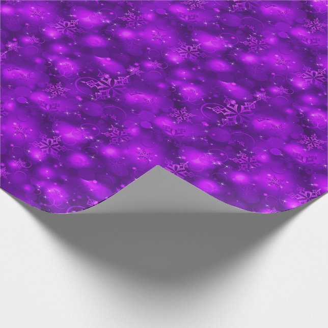 Lichter u. Schneeflocken, lila - Weihnachten Geschenkpapier (Ecke)