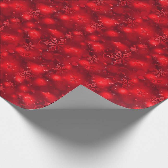 Lichter u. Schneeflocken, Rot - Weihnachten Geschenkpapier (Ecke)