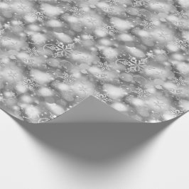 Lichter u. Schneeflocken, Silber - Weihnachten Geschenkpapier