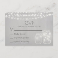 Lichter und Mason Jars Rustikale Hochzeit RSVP