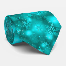 Lichter und Schneeflocken, aquamarin - Krawatte