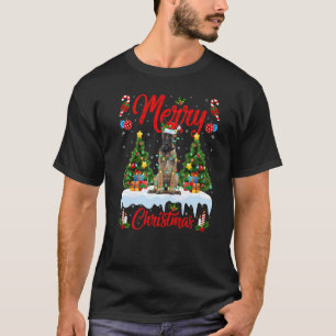 Lichter Weihnachtsbaum Santa Belgischer Malinois H T-Shirt