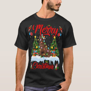Lichter Xmas Tree Santa Neufundland Hund Weihnacht T-Shirt