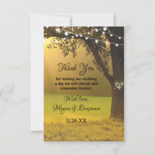 Lichterfolge Rustikale Tree Vintage Hochzeit Dankeskarte