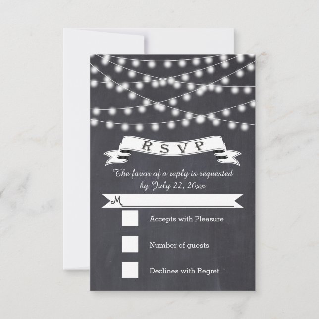 Lichterfolge und Vintage Bannerhochzeit RSVP (Vorderseite)