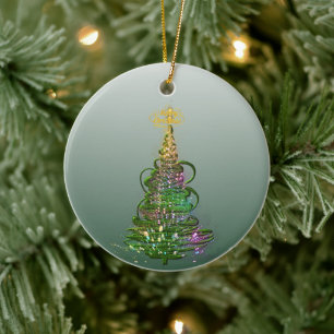 Lichtergrüner Feiertagsbaum flacher Feiertags-Schm Keramik Ornament
