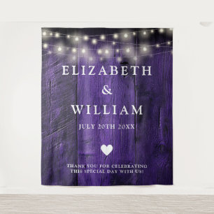 Lichterkette aus violetten Lichter Holz Fotobooth Wandteppich