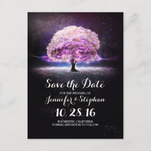 Lichterkette Baum romantische Save-the-Date-Postka Ankündigungspostkarte