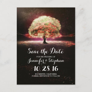 Lichterkette Baum romantische Save-the-Date-Postka Ankündigungspostkarte