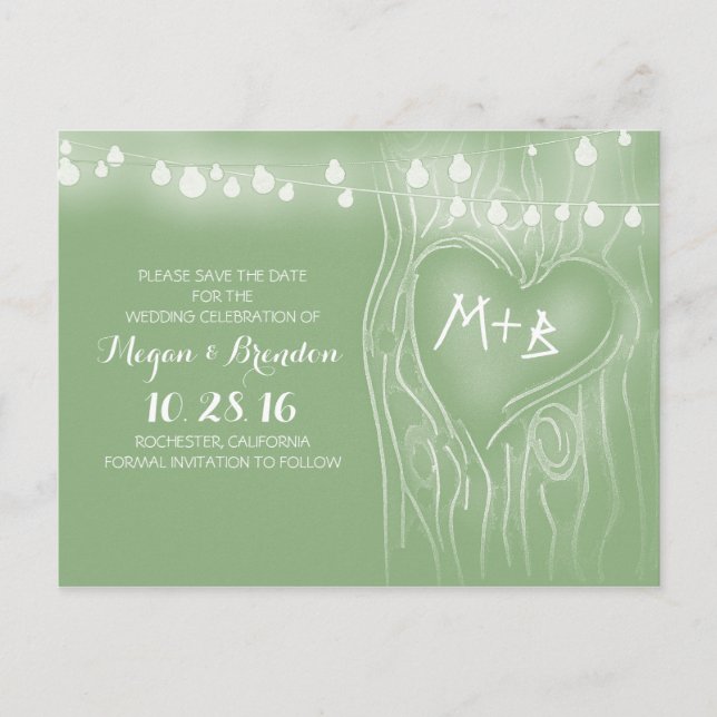 Lichterkette Baum Save-the-Date Postkarten (Vorderseite)
