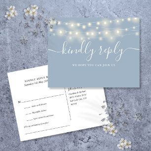 Lichterkette Dusty Blue Songwunsch RSVP Einladungspostkarte