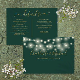 Lichterkette Grün und Gold Hochzeitsdetails Inform Einladung