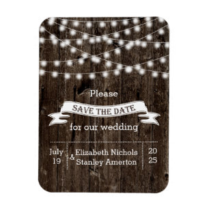 Lichterkette Holz Sommerhochzeit Save the Date Magnet