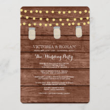 Lichterkette Mason Jar Holz Hochzeitsprogramme
