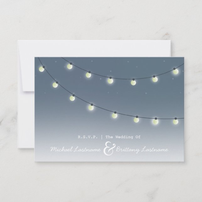 Lichterkette Outdoor Abend Wedding R.S.V.P. RSVP Karte (Vorderseite)