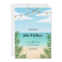 Lichterkette Palm Beach Ozean Hochzeitseinladung