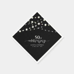 Lichterkette Schwarzes 50. Hochzeitsjubiläum Serviette