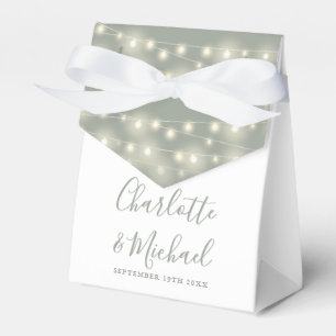 Lichterkette Signatur Schrift Sage Grün Hochzeit Geschenkschachtel