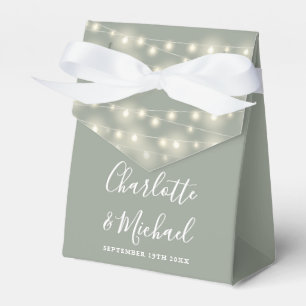 Lichterkette Signatur Schrift Sagegrüne Hochzeit Geschenkschachtel