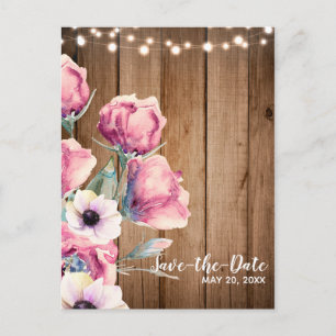 Lichterketten & Landblumen Scheune Save-the-Date Ankündigungspostkarte