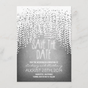 Lichterketten leuchten rustikal Save-the-Date-Kart Save The Date
